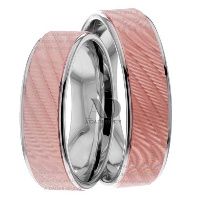 Multi Tone Wedding Band Set