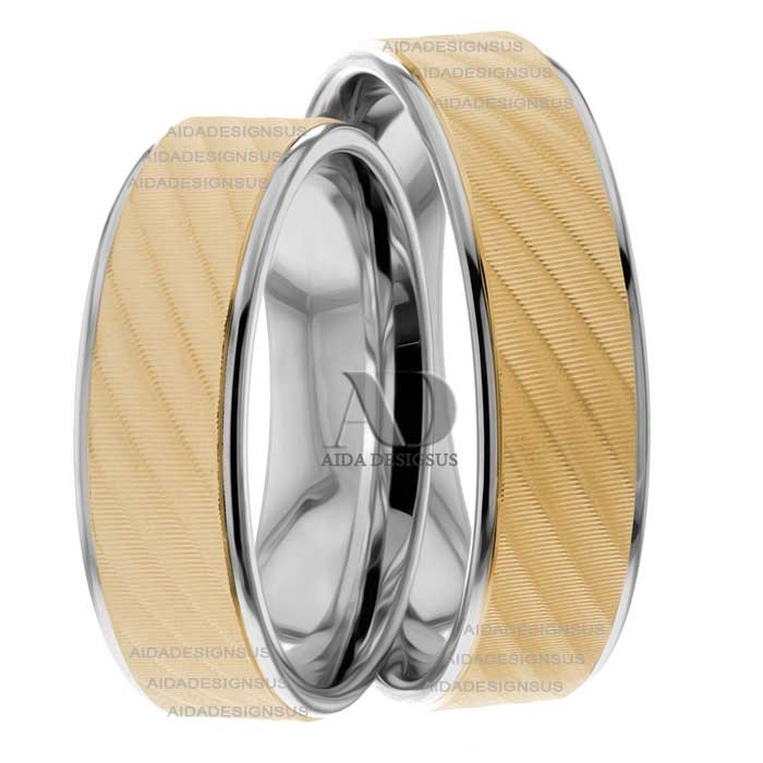 Two Tone Matching Wedding Bands