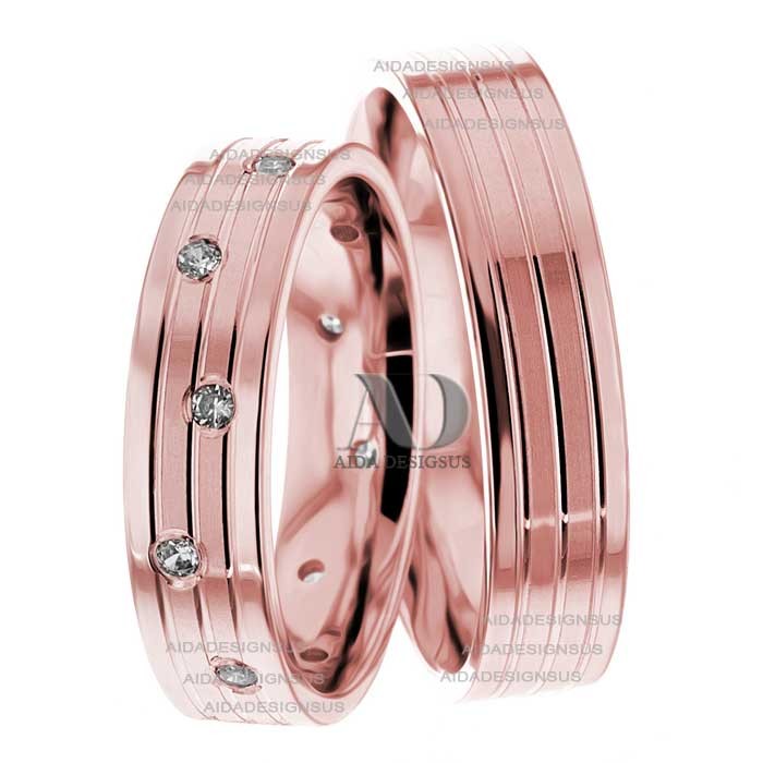 Rose Gold Wedding Ring Set