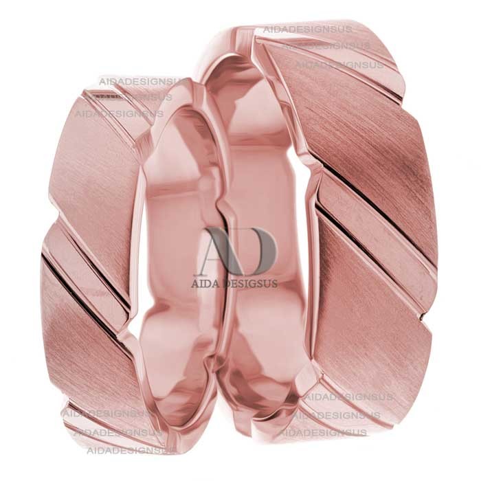 Rose Gold Wedding Ring Set