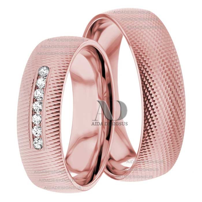 Rose Gold Wedding Ring Set