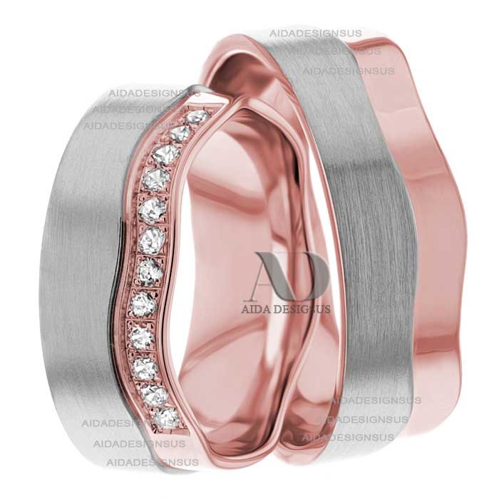 Rose White Gold Wedding Set