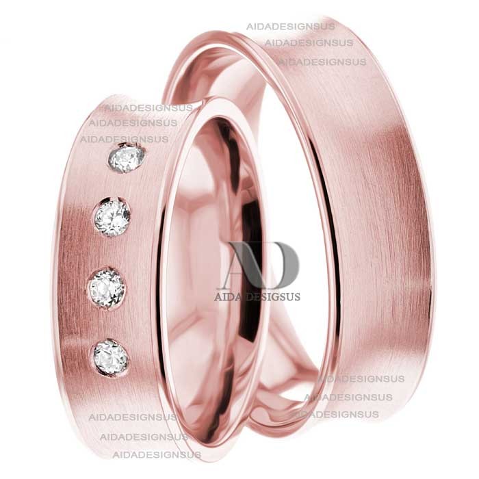 Rose Gold Wedding Ring Set