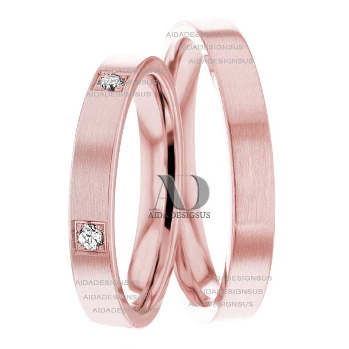 Rose Gold Wedding Ring Set
