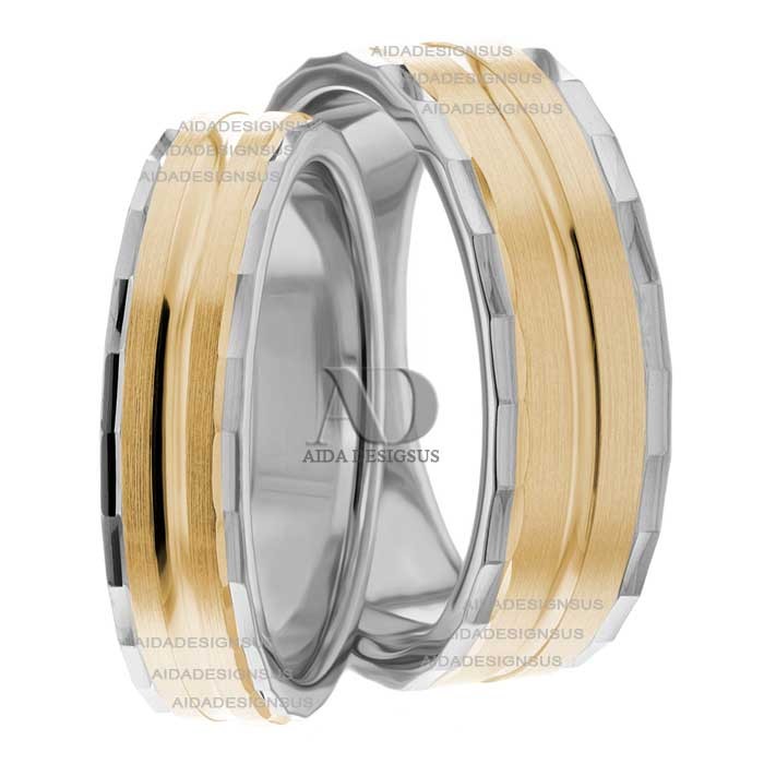 Two Tone Matching Wedding Bands