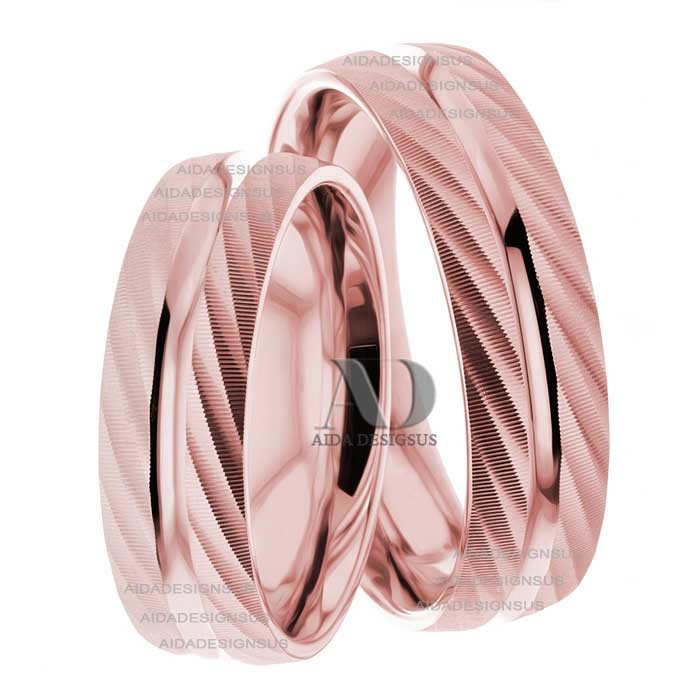 Rose Gold Wedding Ring Set