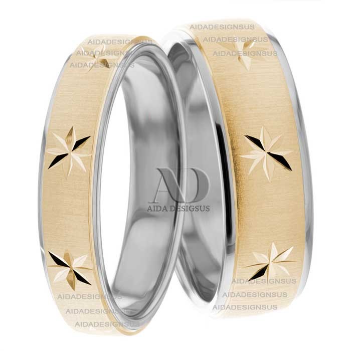 Two Tone Matching Wedding Bands