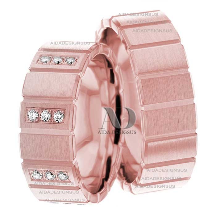 Rose Gold Wedding Ring Set