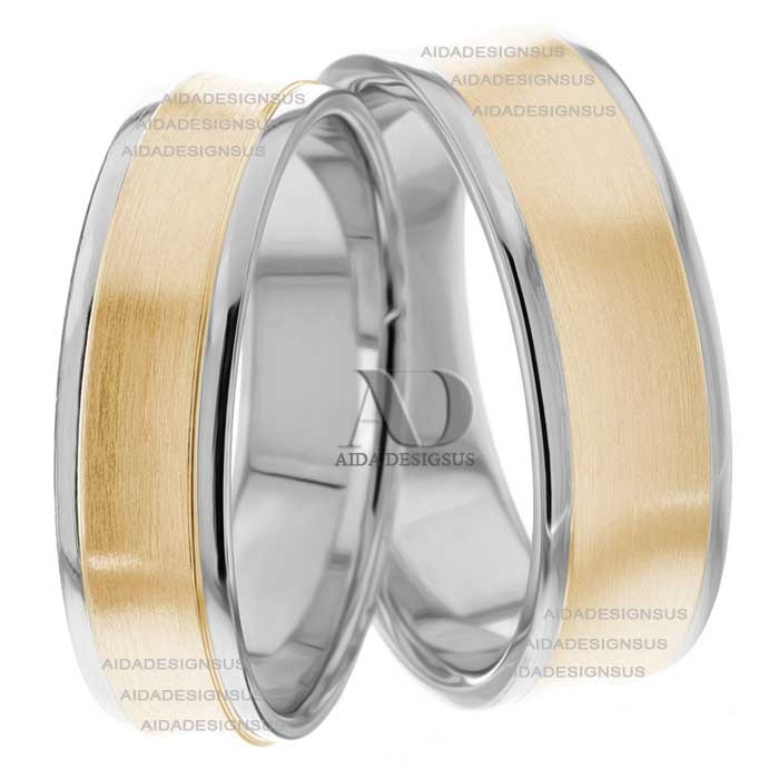 Two Tone Matching Wedding Bands