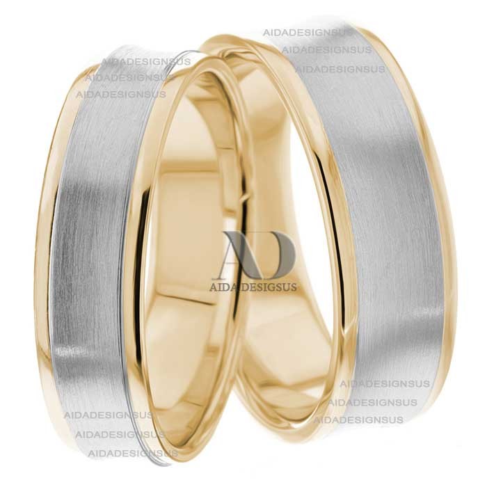 Two Tone Wedding Ring Set
