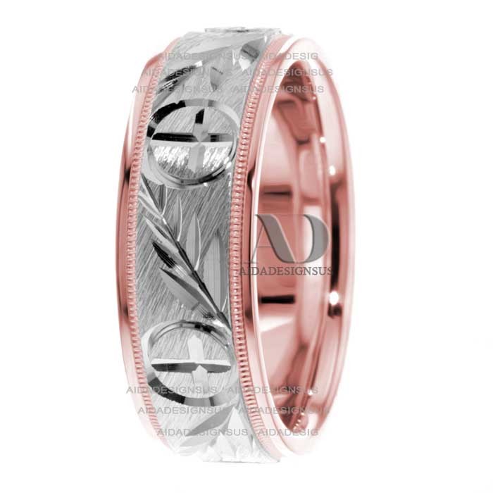 Rose White Gold Religious Wedding Ring