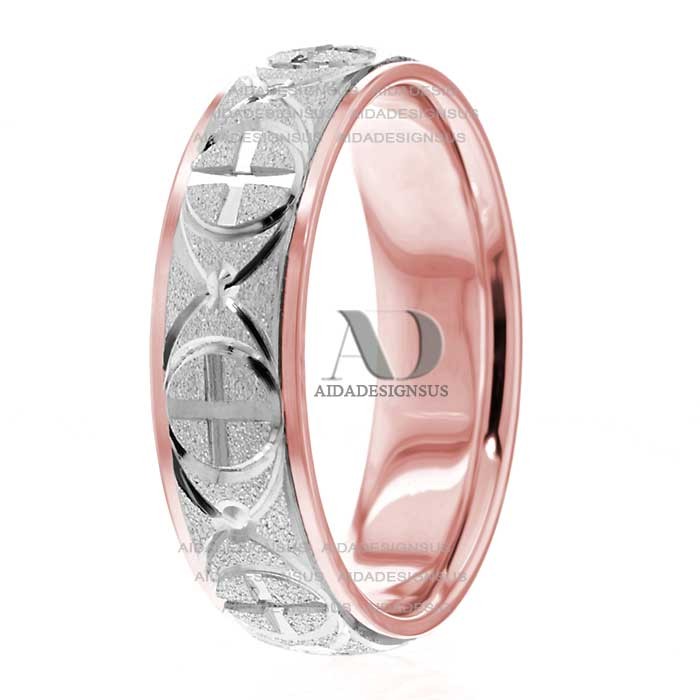 Rose White Gold Religious Wedding Ring
