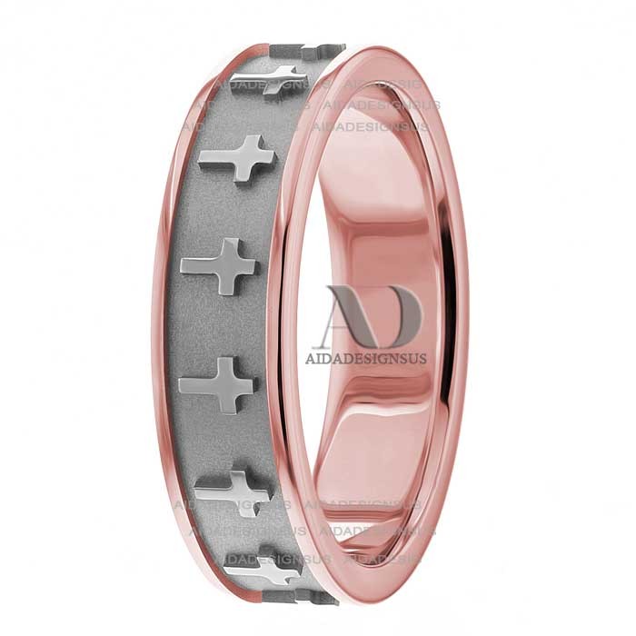 Rose White Gold Religious Wedding Ring
