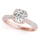 Halo Engagement Ring, 0.35 Ctw Side Stones