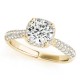 Halo Engagement Ring, 0.35 Ctw Side Stones