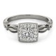 Halo Engagement Ring, 0.16 Ctw Side Stones