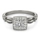 Halo Engagement Ring, 0.16 Ctw Side Stones