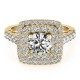 Halo Engagement Ring, 0.89 Ctw Side Stones