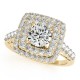 Halo Engagement Ring, 0.89 Ctw Side Stones