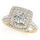 Halo Engagement Ring, 0.89 Ctw Side Stones