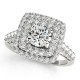 Halo Engagement Ring, 0.89 Ctw Side Stones