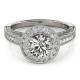 Halo Engagement Ring, 0.25 Ctw Side Stones