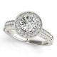 Halo Engagement Ring, 0.25 Ctw Side Stones