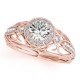 Halo Engagement Ring, 0.30 Ctw Side Stones