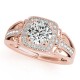 Halo Engagement Ring, 0.27 Ctw Side Stones