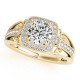 Halo Engagement Ring, 0.27 Ctw Side Stones