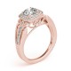 Halo Engagement Ring, 0.27 Ctw Side Stones