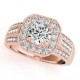 Halo Engagement Ring, 0.60 Ctw Side Stones