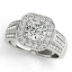 Halo Engagement Ring, 0.60 Ctw Side Stones