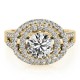 Halo Engagement Ring, 0.65 Ctw Side Stones