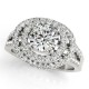 Halo Engagement Ring, 0.65 Ctw Side Stones