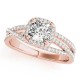 Halo Engagement Ring, 0.35 Ctw Side Stones