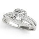 Halo Engagement Ring, 0.35 Ctw Side Stones