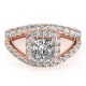 Halo Engagement Ring, 0.96 Ctw Side Stones
