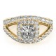 Halo Engagement Ring, 0.96 Ctw Side Stones