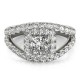 Halo Engagement Ring, 0.96 Ctw Side Stones