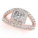 Halo Engagement Ring, 0.96 Ctw Side Stones