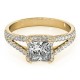 Halo Engagement Ring, 0.48 Ctw Side Stones