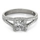 Halo Engagement Ring, 0.48 Ctw Side Stones