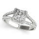 Halo Engagement Ring, 0.48 Ctw Side Stones