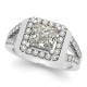 Halo Engagement Ring, 0.50 Ctw Side Stones