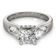 Three Stone Engagement Ring, 0.56 Ctw.Diamond Side Stones