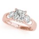 Three Stone Engagement Ring, 0.56 Ctw.Diamond Side Stones