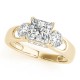 Three Stone Engagement Ring, 0.56 Ctw.Diamond Side Stones