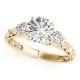 Three Stone Engagement Ring, 0.24 Ctw. Diamond Side Stones