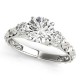 Three Stone Engagement Ring, 0.24 Ctw. Diamond Side Stones